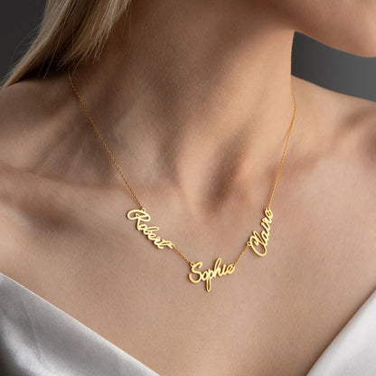 Personalized Custom Multiple Names Heart Necklace Stianless Steel Custom Couple Kids Name Necklace