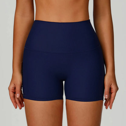 Sports Shorts Seamless Gym Shorts Scrunch Bum Yoga Shorts Ribbed High Waist Leggings High Stretch Running Bike Shorts Sportswear