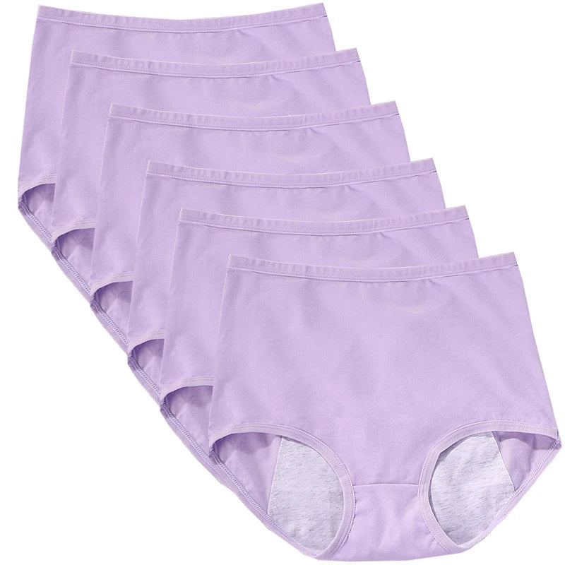 6 braguitas menstruales para niña, braguitas fisiológicas para mujer, bragas antifugas para la menstruación, ropa interior de algodón de cintura alta.