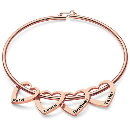 Personalized Women Heart Bracelet Carved Name