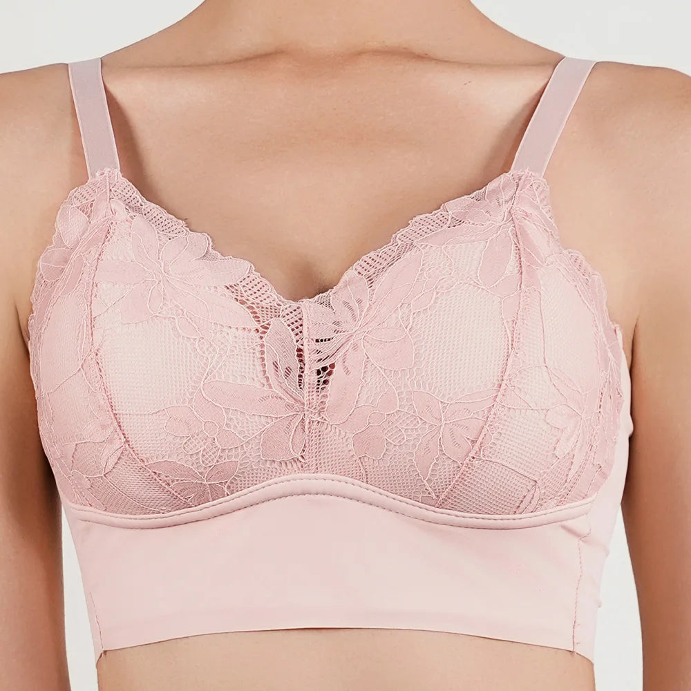 Sujetador de copa completa, fino y sexy, talla grande, ajustable, sin aros, con encaje, para mujer, con cobertura para el pecho