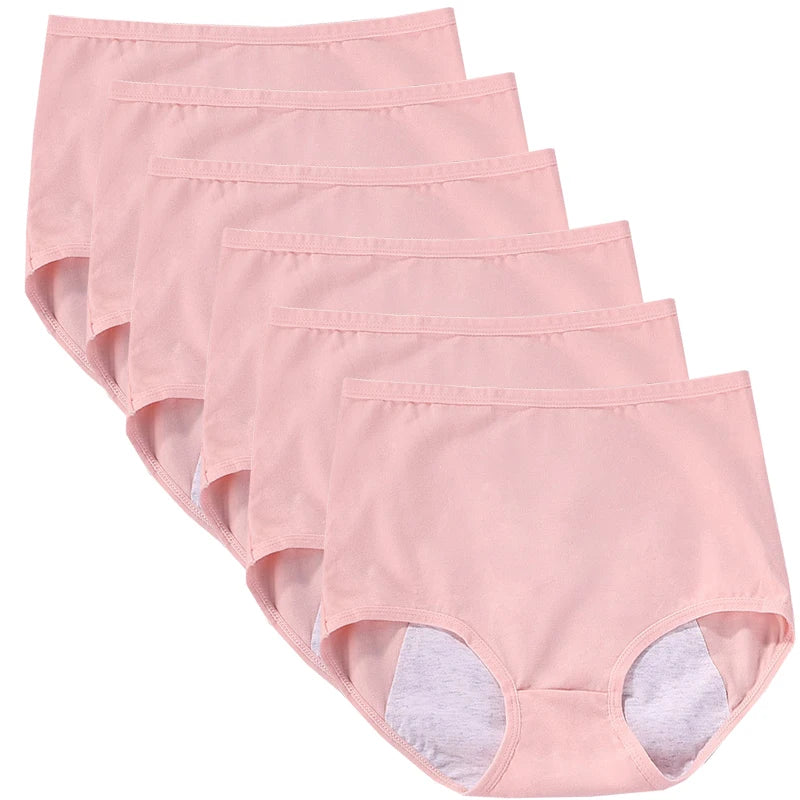 6 braguitas menstruales para niña, braguitas fisiológicas para mujer, bragas antifugas para la menstruación, ropa interior de algodón de cintura alta.