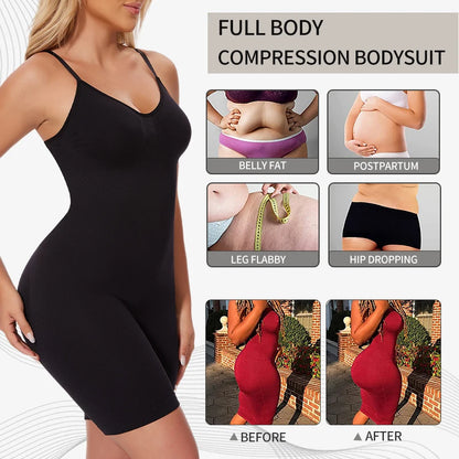 Body moldeador de cuerpo completo para mujer, camiseta sin mangas con control de abdomen, pantalones cortos antirozaduras, entrenador de cintura adelgazante, levantador de glúteos