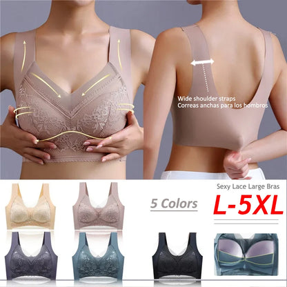 Women Large Bra Push Up Bralette Lace Wireless