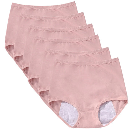 6 braguitas menstruales para niña, braguitas fisiológicas para mujer, bragas antifugas para la menstruación, ropa interior de algodón de cintura alta.