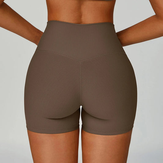 Pantalones cortos deportivos, pantalones cortos de gimnasio sin costuras, pantalones cortos de yoga con fruncido en el trasero, leggings de cintura alta acanalados, pantalones cortos de ciclismo para correr de alta elasticidad, ropa deportiva
