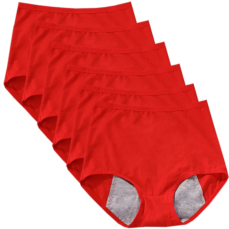 6 braguitas menstruales para niña, braguitas fisiológicas para mujer, bragas antifugas para la menstruación, ropa interior de algodón de cintura alta.