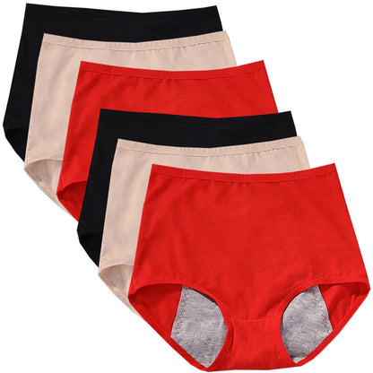 6 braguitas menstruales para niña, braguitas fisiológicas para mujer, bragas antifugas para la menstruación, ropa interior de algodón de cintura alta.