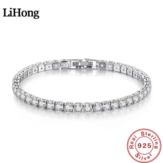 Sterling Silver Bracelet Zirconia Charm Jewelry