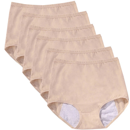 6 braguitas menstruales para niña, braguitas fisiológicas para mujer, bragas antifugas para la menstruación, ropa interior de algodón de cintura alta.