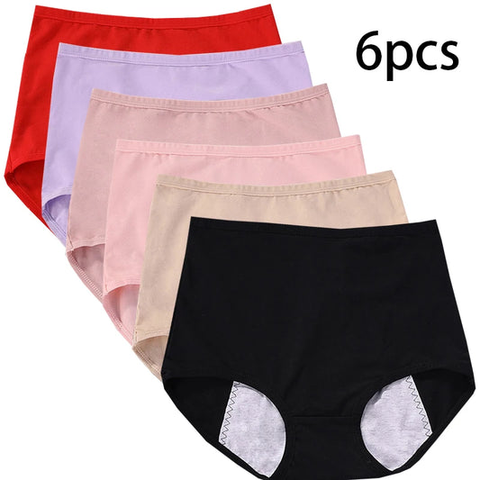 6 braguitas menstruales para niña, braguitas fisiológicas para mujer, bragas antifugas para la menstruación, ropa interior de algodón de cintura alta.