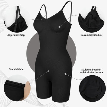 Body moldeador de cuerpo completo para mujer, camiseta sin mangas con control de abdomen, pantalones cortos antirozaduras, entrenador de cintura adelgazante, levantador de glúteos