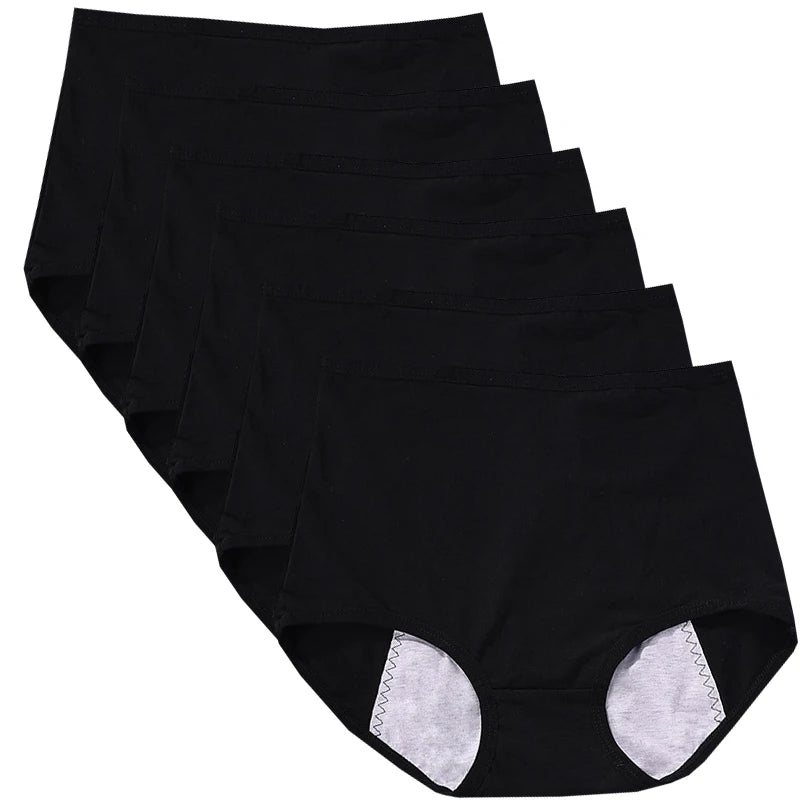 6 braguitas menstruales para niña, braguitas fisiológicas para mujer, bragas antifugas para la menstruación, ropa interior de algodón de cintura alta.