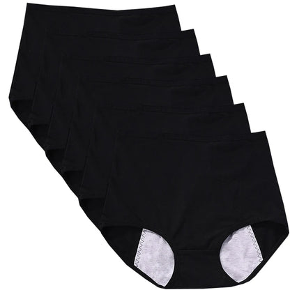 6 braguitas menstruales para niña, braguitas fisiológicas para mujer, bragas antifugas para la menstruación, ropa interior de algodón de cintura alta.