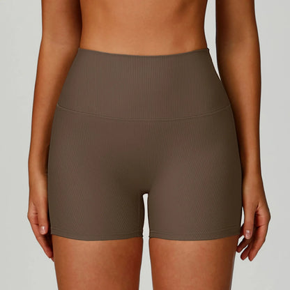 Sports Shorts Seamless Gym Shorts Scrunch Bum Yoga Shorts Ribbed High Waist Leggings High Stretch Running Bike Shorts Sportswear